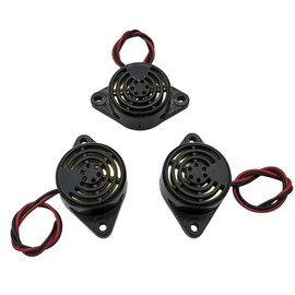 WEICHUANG 3PCS DC 3-24V 90dB Active Piezo Electronic Buzzer Beep Tone Alarm Ringer Continous Sound (Black) SFM-27-W