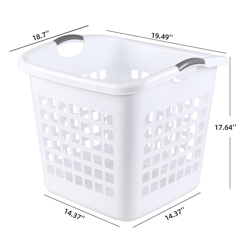 Anbers 4-Pack 72L Large Plastic Laundry Hamper Basket, White Dirty