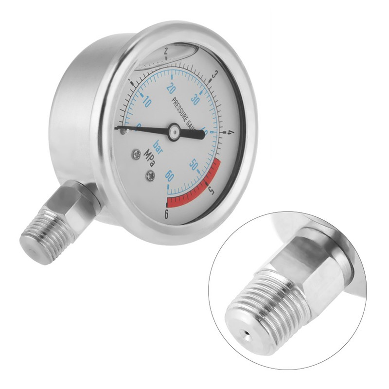 0-60Bar 0-6Mpa 1/4" NPT 60mm Dial Air Hydraulic Water Pressure
