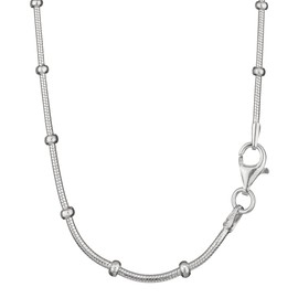 NKlaus 38 cm Snake Chain 1.5 mm 925 Sterling Silver Necklace Balls Silver 4245, Sterling Silver
