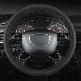 SJMYXCLW 15" Steering Wheel Cover Genuine Leather For Lexus Black Leather