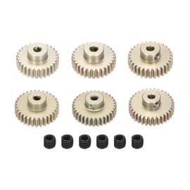 Rebower 6Pcs M0.6 Pinion Gear Set 28T 29T 30T 31T 32T 33T for 3.175 mm Shaft Aluminium Alloy Pinion Gear with Screws for RC Motor