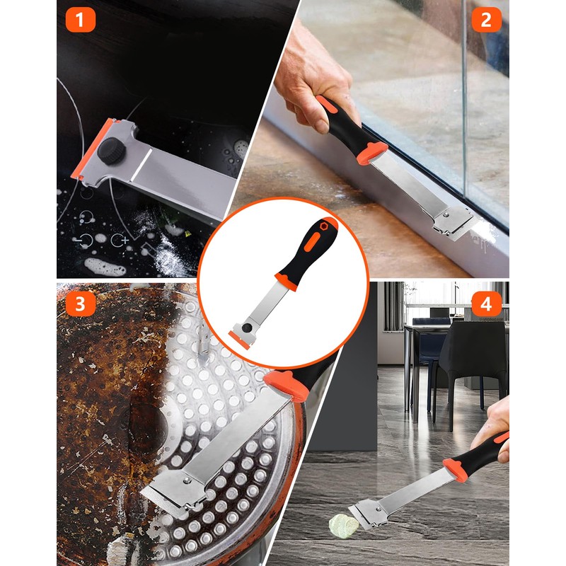 Razor Blade Scraper, Long Handle Scraper Tool with 10 Plastic