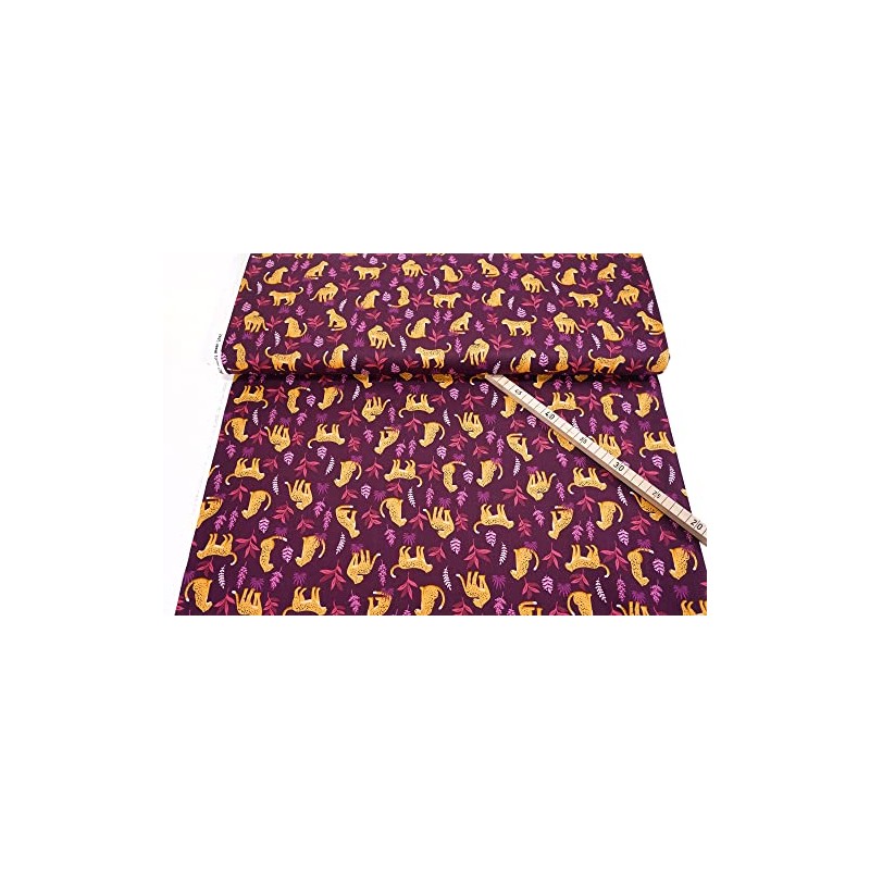 makower • Jewel Tones • Cheeky Leopard • Aubergine 0.5
