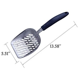 Chi-buy Navy Handle Giant Metal cat Litter Scoop Stainless Steel Oblique Hole Litter Box Scoop Size 13.58" Lx5.51 Wx1.97 H