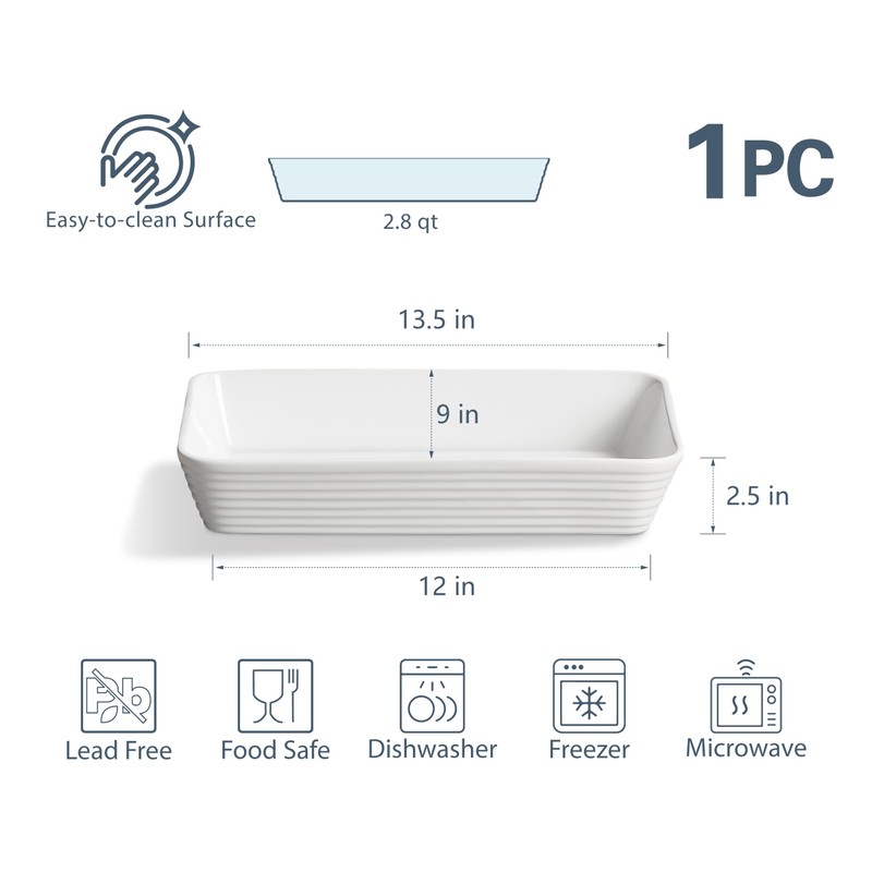 ONEMORE Ceramic Baking Dish, 9x13 Baking Pan Casserole Dish Large
