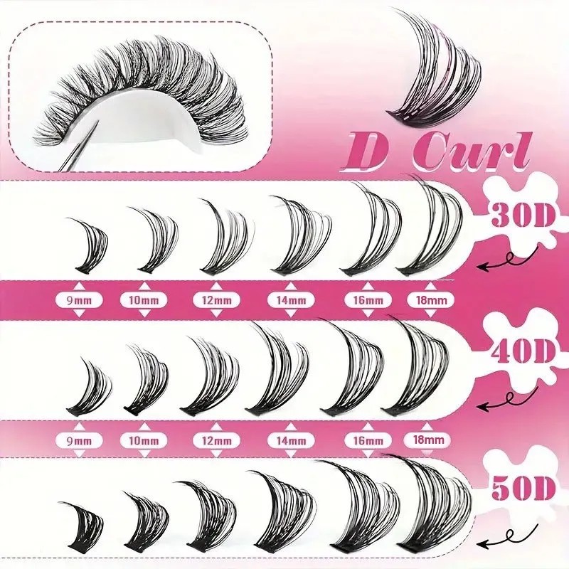 802 Kit Pestañas Maquillaje Completo Diy Extension 9-18mm Negro D