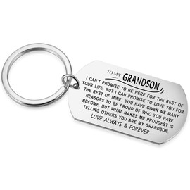 To My Grandson Keychain, Gift for Grandson from Grandma Grandpa, Special Dog Tag Keychain Gifts for Birthday Graduation Holiday Christmas
