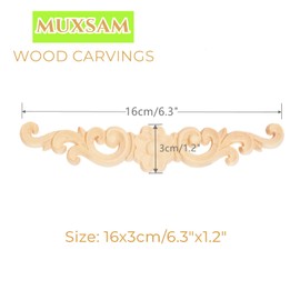 MUXSAM 4pcs 16 * 3cm Holz Skulptur Lang Corner Flourish Applique Blumenmuster Möbel Deko Europäischer Stil