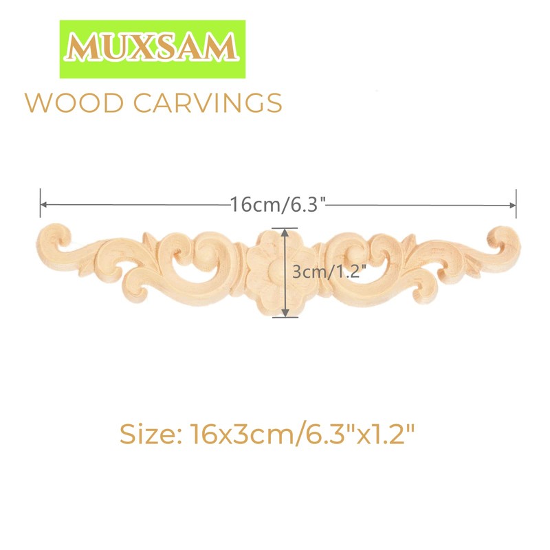 MUXSAM 4pcs 16 * 3cm Holz Skulptur Lang Corner Flourish