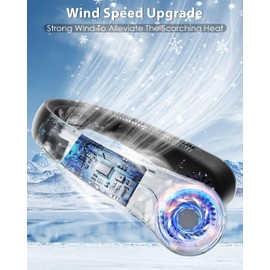 Portable Neck Fan - Neck Fans that Blow Cold Air, Neck Fans with Neckbrace, USB-C Rechargeable Neck Cooler, 5 Speeds, Neck Air Conditioner for Men Women, Workouts, Gardening, Office, Travel, Camping