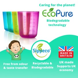 Babycup First Cups – Erste Tasse für Kleinkinder, Kindertrinkbecher 100% recycelbar und biologisch abbaubar, BPA-frei, 4 Stück, 50 ml (Blau)