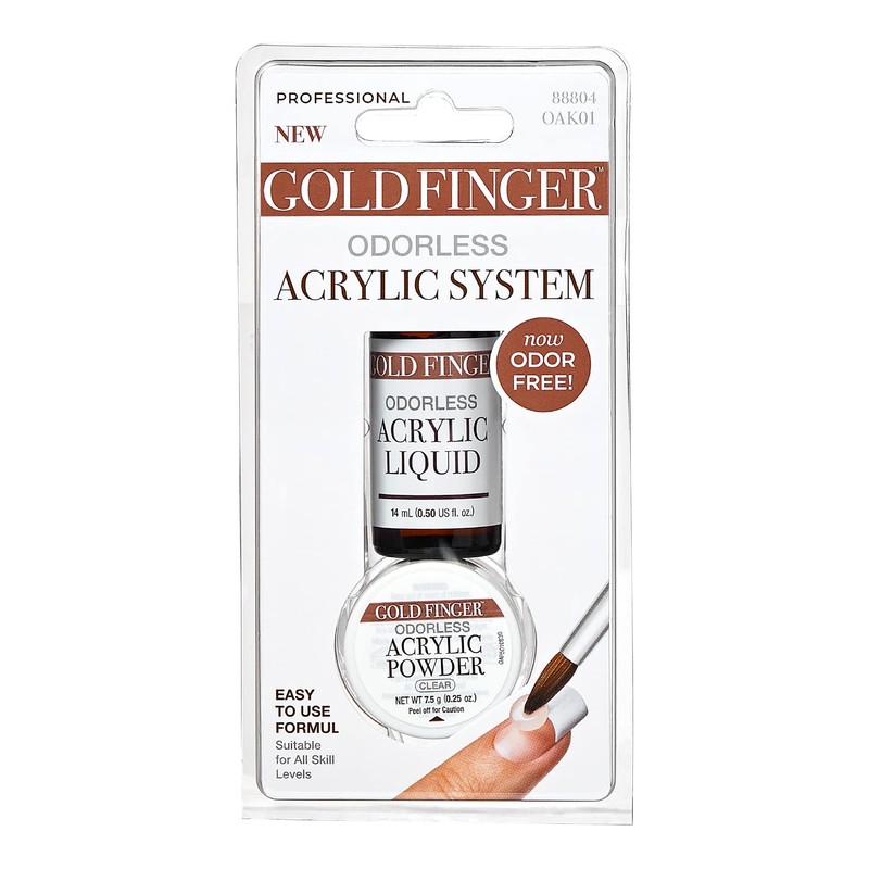 GoldFinger Odorless Acrylic Nails Kit, Professional Acrylic Liquid 0.5fl.oz. and