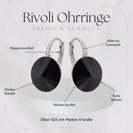 Rivoli Earrings Austrian Zirconia 925 Silver - Jewellery for Women and Girls - Drop Earrings Ideal for Gifts for Women, Silver, Crystal