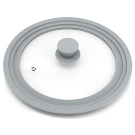 TOPULORS Universal Lid for Pots, Pans and Skillets, Tempered Glass with Silicone Rim Fits All 9 to 11 Inch Diameter Cookware, Replacement Lid, Grey
