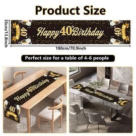 Glamifyr Table Runner 40th Birthday Decoration 40th Birthday Man Women Table Runner Birthday 40th Birthday Men Decoration Table Decoration 40th Birthday Man 40th Birthday Decoration Happy 40th