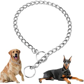 Silver Dog Chain Collar, Heavy Duty Dog Necklace, for Training, Chew Proof Puppy Martingale Dog Chains for XXS XS Small Medium Large Big Dogs, XSmall