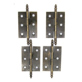 4 PCs Large-Size Antique Brass Flap Hinges with Lengthened Axis - Vintage Style Hinges for Wooden Boxes Cabinet Cupboard, Plate Length of 2.2" (55 mm), Open Width of 11.6" (40 mm)