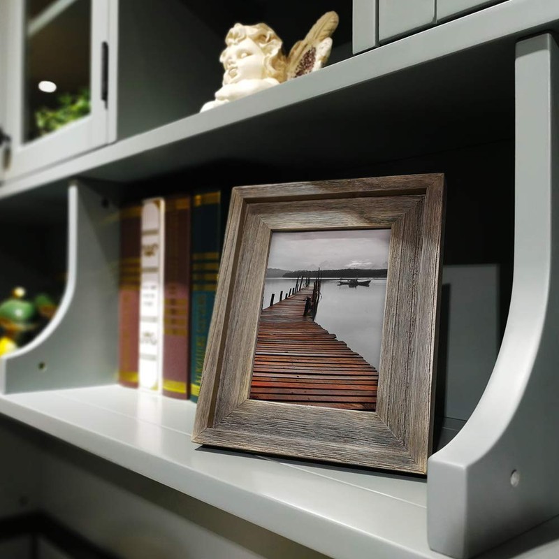 Eosglac Rustic 5x7 Picture Frame, Solid Wood with Glass Front,