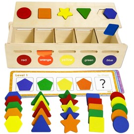 Montessori Wooden Shape and Color Matching Toy for Kids, Educational Play for Ages 1-5, Perfect Christmas and Birthday Gift