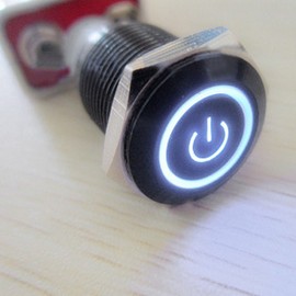 E Support Black Case 16mm White Power Symbol Angle Eye LED 12V Push Button Toggle Switch