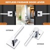 Probrico Square Polished Chrome Passage Door Handle Heavy Duty Keyless