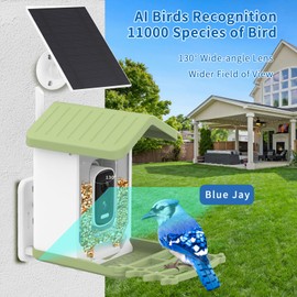 Billber Bird Feeder with Camera - Outdoor Smart High-Definition Hummingbird Feeder, Solar Panel & Night Vision, Real-Time View & Instant Alerts, Good Ideal for Bird Watching