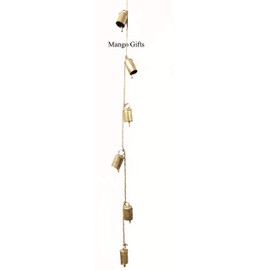 Mango Gifts Decorative String of 6 Metal Vintage Indian Style Wall Hanging Bells 110 cm Long