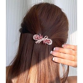 CASOLVX French Hairpin Crystal Rhinestone Hairpin Mom Hairpin Crystal Small Hairpieces Half a Hair Clip for Women （Bow）
