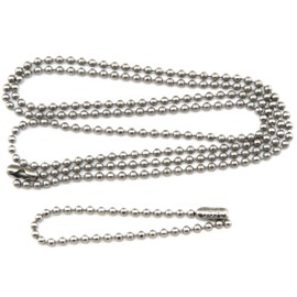 Ball Chain 30" & 5" Inch Length Stainless Steel 2.4 mm Military Dog Tag Necklace Set with Connectors