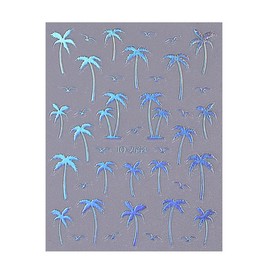 Summer Nails Stickers Seagulls Nails Sticker 3D Embossed Coconut Tree Self Adhesive Sticker Yellow White Black Tree Designs Nail Decals Nail Art Decals Summer Decals for Nail DIY Manicure 4Sheets