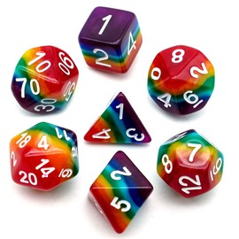 World of Dice Bifröst Rainbow Dice - 7-Piece Pen and Paper Dice Set for Dungeons and Dragons, Aborea and All Other RPG, Colourful Role Playing Dice