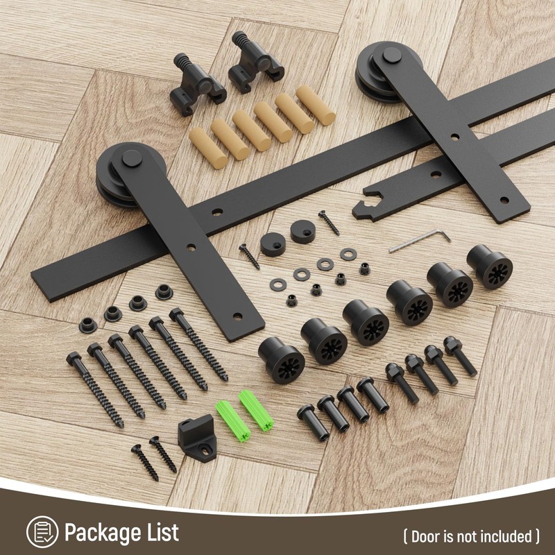 CCJH 12.6FT Single Sliding Barn Door Hardware Kit Black Carbon