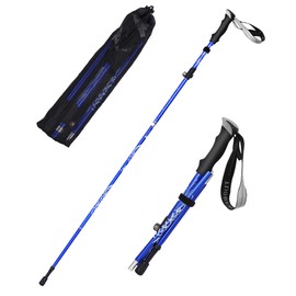 AOFUXTI Collapsible Lightweight Hiking Walking Stick, Trekking Pole for Hiking, Men's and Women's Telescoping Hiking Gear Poles, Foldable Elderly Balance Rubber Tip Walking Stick, 53 Inch Blue