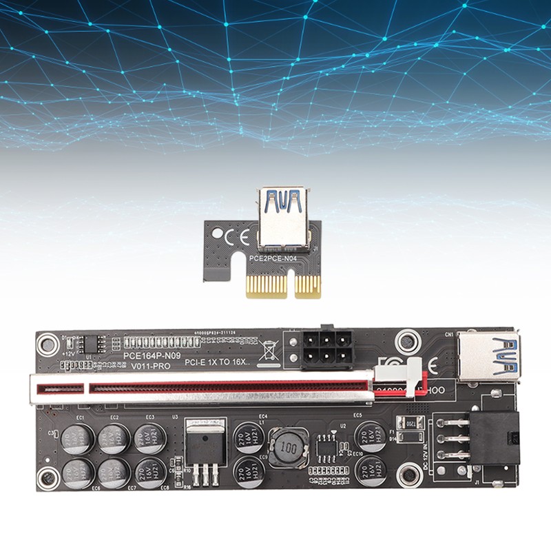 PCIE Riser 1x to 16x Adapter 10 Capacitor Riser Adapter