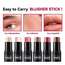 MKNZOME Pack of 3 Highlighter Contouring Stick Blush Stick, 3-in-1 Rouge Stick Concealer Stick Cream Blush Milk Bronzer Stick for Cheeks, Eyes and Lips, Natural Looking, Long-Lasting (A)