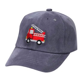 Besforta Cute Fire Truck Embroidered Baseball Caps Adjustable Washed Baseball Hats for Boys Girls Blue
