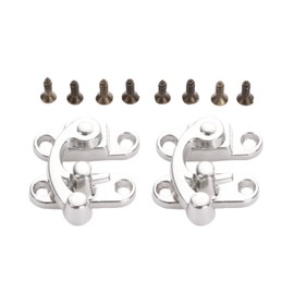 2Pcs Gift Box Fixed Hook Lock Buckle Drawers Hasp Antique Wooden Box, Silver, 29 X 33MM, Left