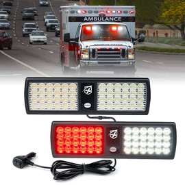 Xprite White/Red 2-in-1 Visor Strobe Lights Interior Windshield Emergency Warning Lights for Police Firefighter Construction Vehicles Trucks
