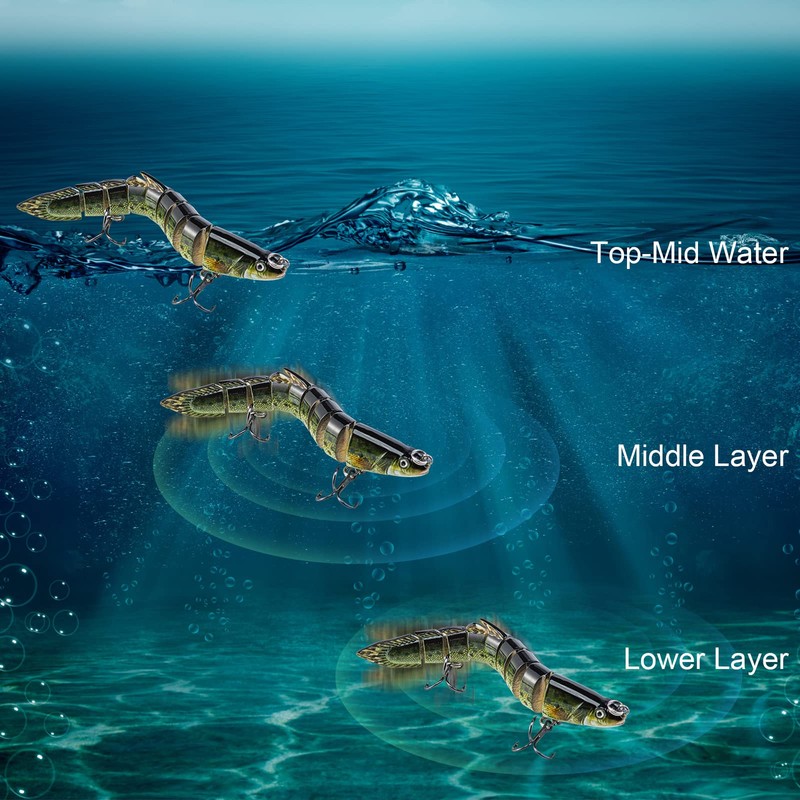 Matymats 6pc Pike Fishing Lures - Multi Jointed, Slow Sinking,