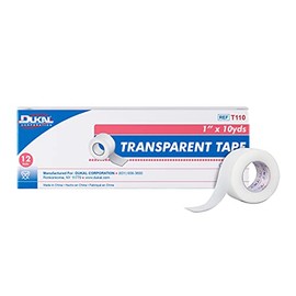Dukal Transparent Surgical Tape, 1" x 10 yds, Box of 12 Rolls