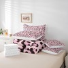 Feelyou Pink Leopard Print Comforter Set with Sheets Twin Size