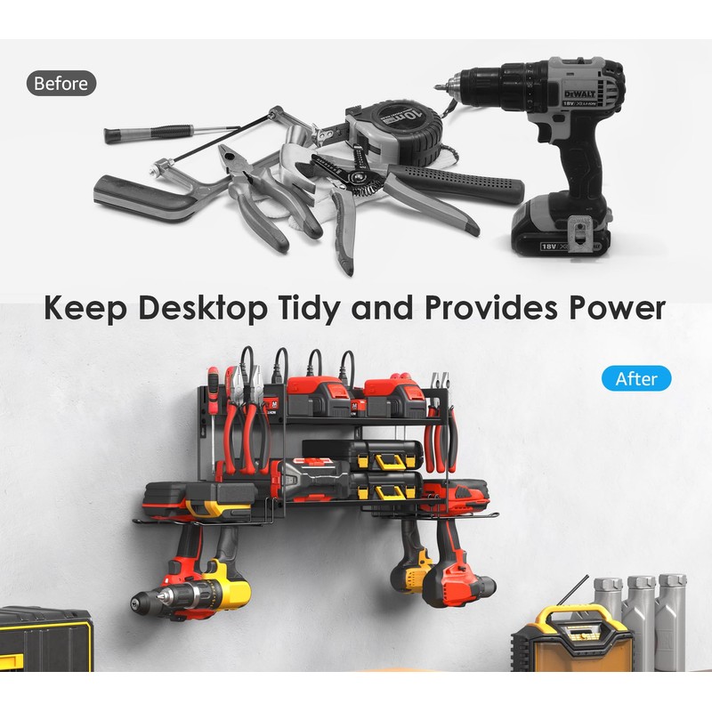 CCCEI Garage Tools Storage with Charging Station. Power Tool Battery