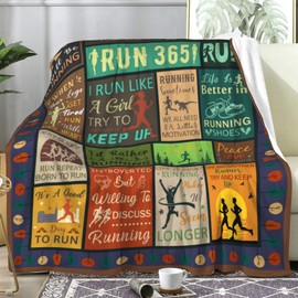 TAPBASE Running Blanket Cross Country Running Gifts for Women Girls,Run Decor Stuff Outdoor Throw Blankets,Running Sports Theme Gifts for Adults Men Runners 50"X40"