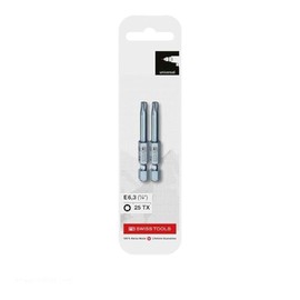 PB SWISS TOOLS E6.400/25CN2 1/4HEX E6 Bit Series T25 Hex Robe Bit with Steps, Total Length: 2.0 inches (50 mm)