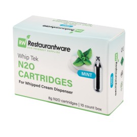 Generic Whip Tek 8 Gram Cartridges For Whipped Cream Dispensers, 10 Mint Whipped Cream Chargers - Dispensers Sold Separately, Leakproof, Carbon Steel Cream Cartridges, Easy to Use - Restaurantware