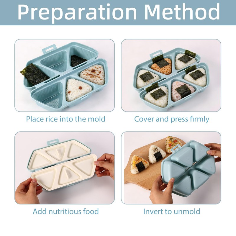 Sinbana 6 in 1 Onigiri Mold, Blue PP Triangle Rice