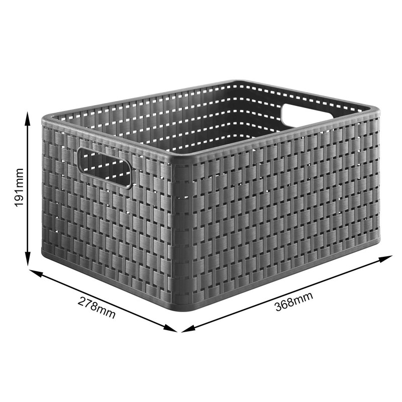 Rotho Country Rattan Effect Storage Box, 18 Litres, Plastic (Polypropylene),