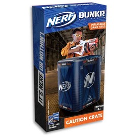 Nerf Bunkr BKN-3406 Take Cover Caution Crate-Inflatable Obstacle for Use with All Indoor & Outdoor Zones Game Fields-Features Stability System, 3-Way Valves, Battle Cards, 8+ Years