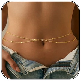 AstraGlam Women's Belly Chains, 18 K Gold-Plated, Adjustable Waist Chain with Metal Links, Lightweight and Durable Body Chain in Various Styles for Any Occasion